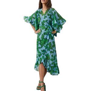 Cabi 5815 Derby Dress Green Floral Wrap Dress - Size XS